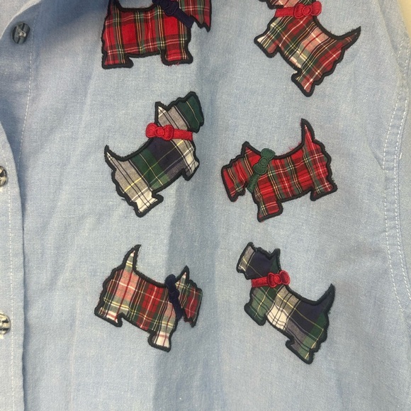 Mystic Blues Light Blue Embroidered Plaid Dog Button-Up Shirt schnauzer 24W - Picture 3 of 9